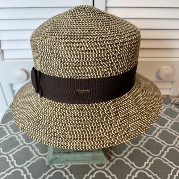 Nine West Straw Bucket Hat With Bow Women’s New Without Tag Brown Tan Preppy - Picture 5 of 12